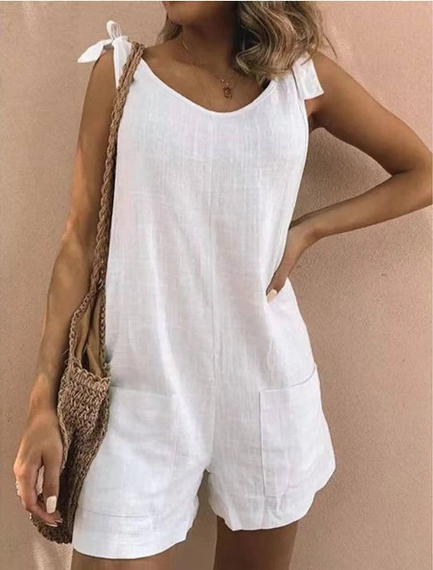 Handmade- 100% Linen Simple Design Romper