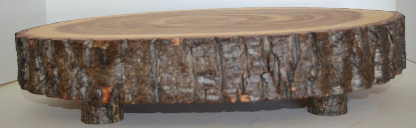 Rustic Wood Slab, Charcuterie boards, Cutting Boards, Cake Stands, Serving Platters or Center Pieces With Bark