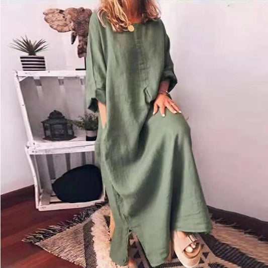 Handmade- 100% Linen Long Dress Multi Colors