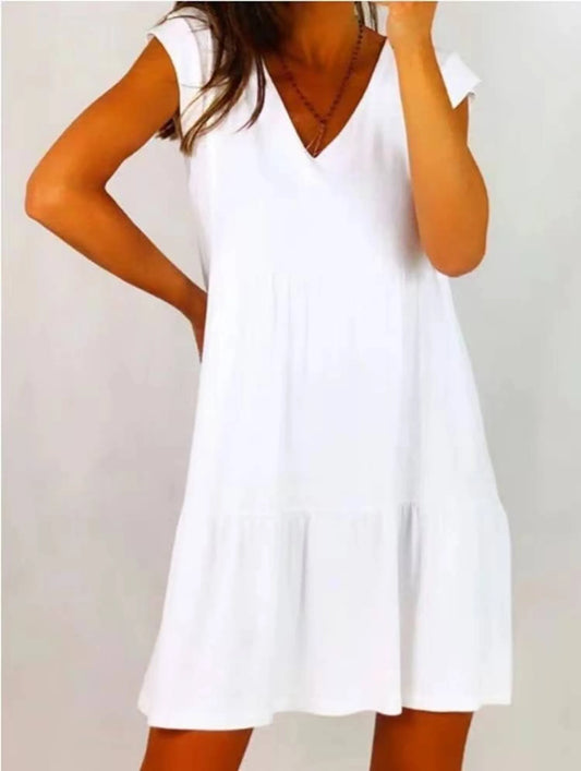 Handmade- Summer 100% Linen White Dress