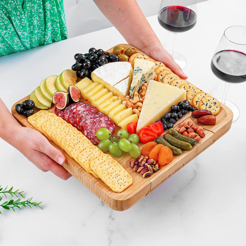 Bamboo Cheese Board Set with Cutlery