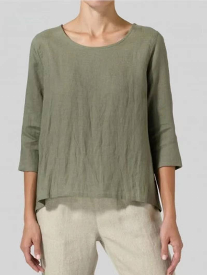 100% Linen Blouse in White or Sage Green