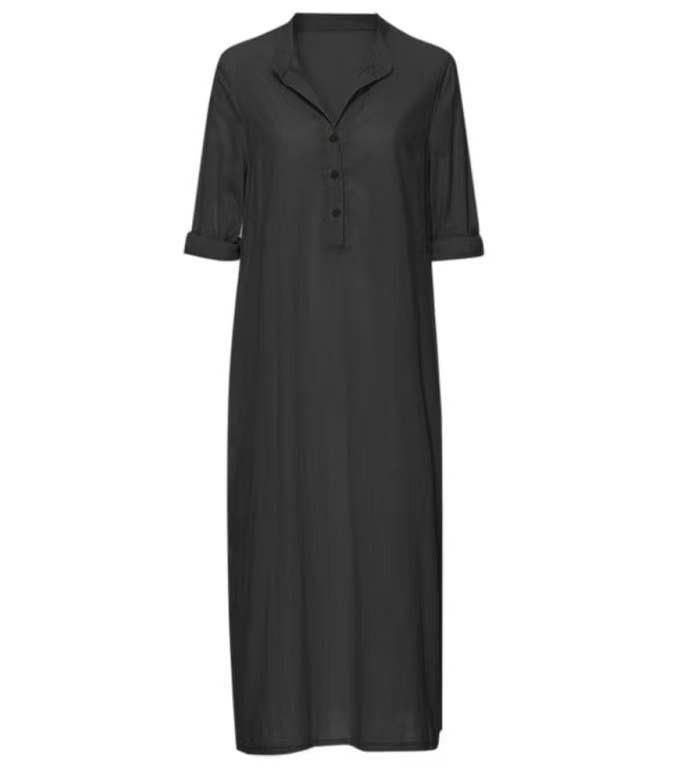 100% Linen Simple Button Design Dress in White, Black, Navy, or Light Blue