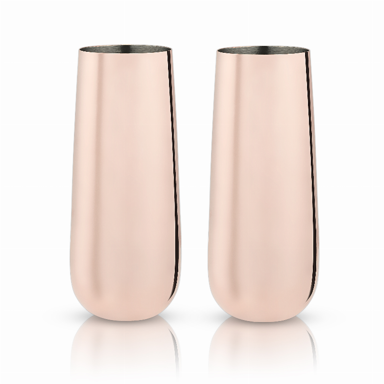 2-Pack Copper Stemless Champagne Flutes